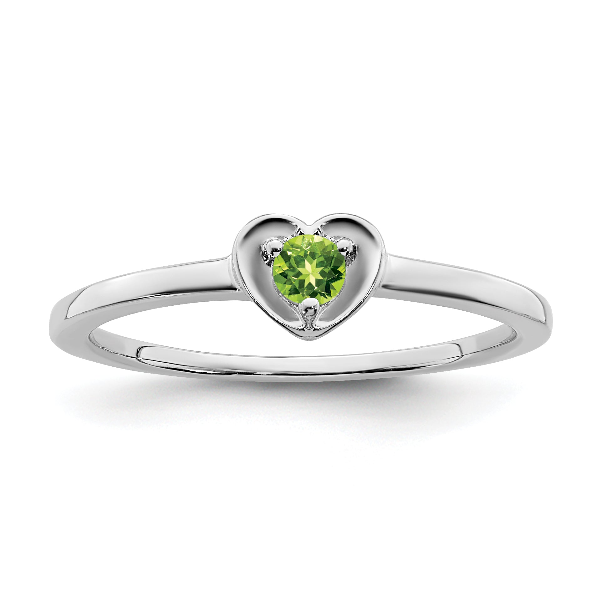 10k White Gold Peridot Heart Ring