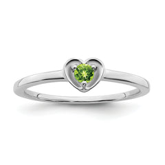 10k White Gold Peridot Heart Ring