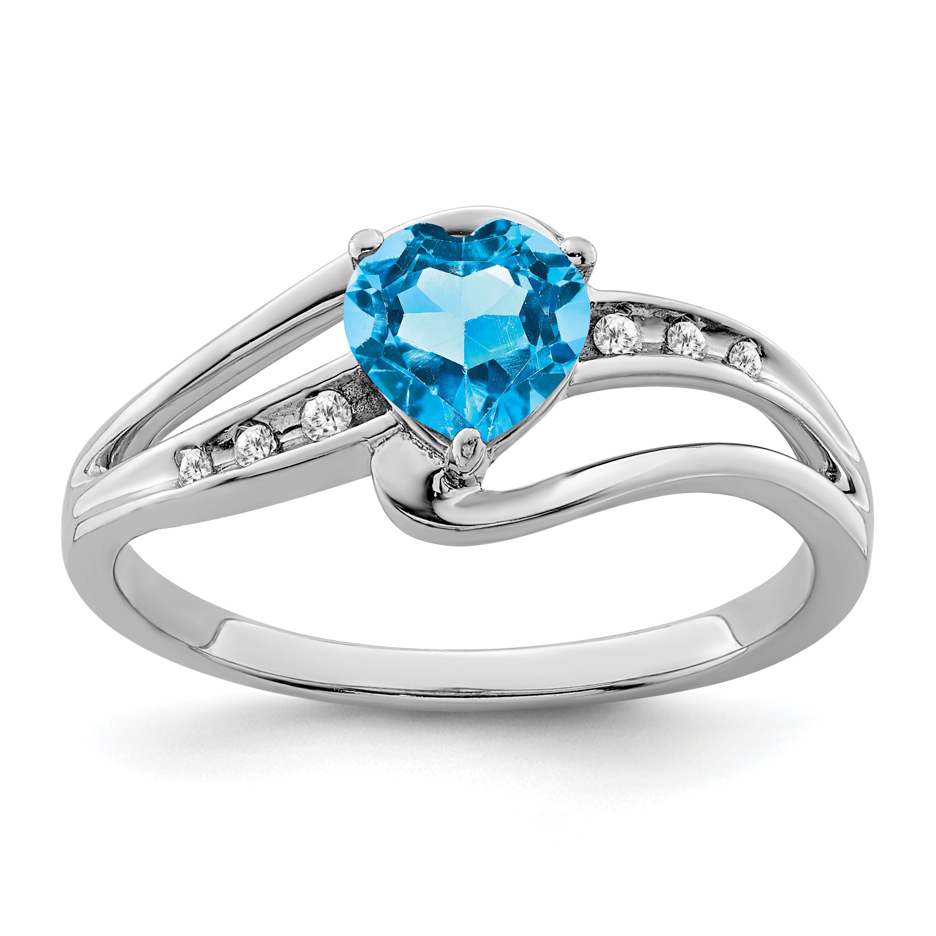 Sterling Silver Rhodium-plated Blue Topaz and Diamond Ring Main image