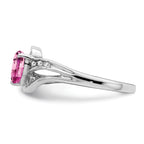 Sterling Silver Rhodium-plated Created Pink Sapphire and Diamond Ring