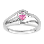 Sterling Silver Rhodium-plated Created Pink Sapphire and Diamond Ring