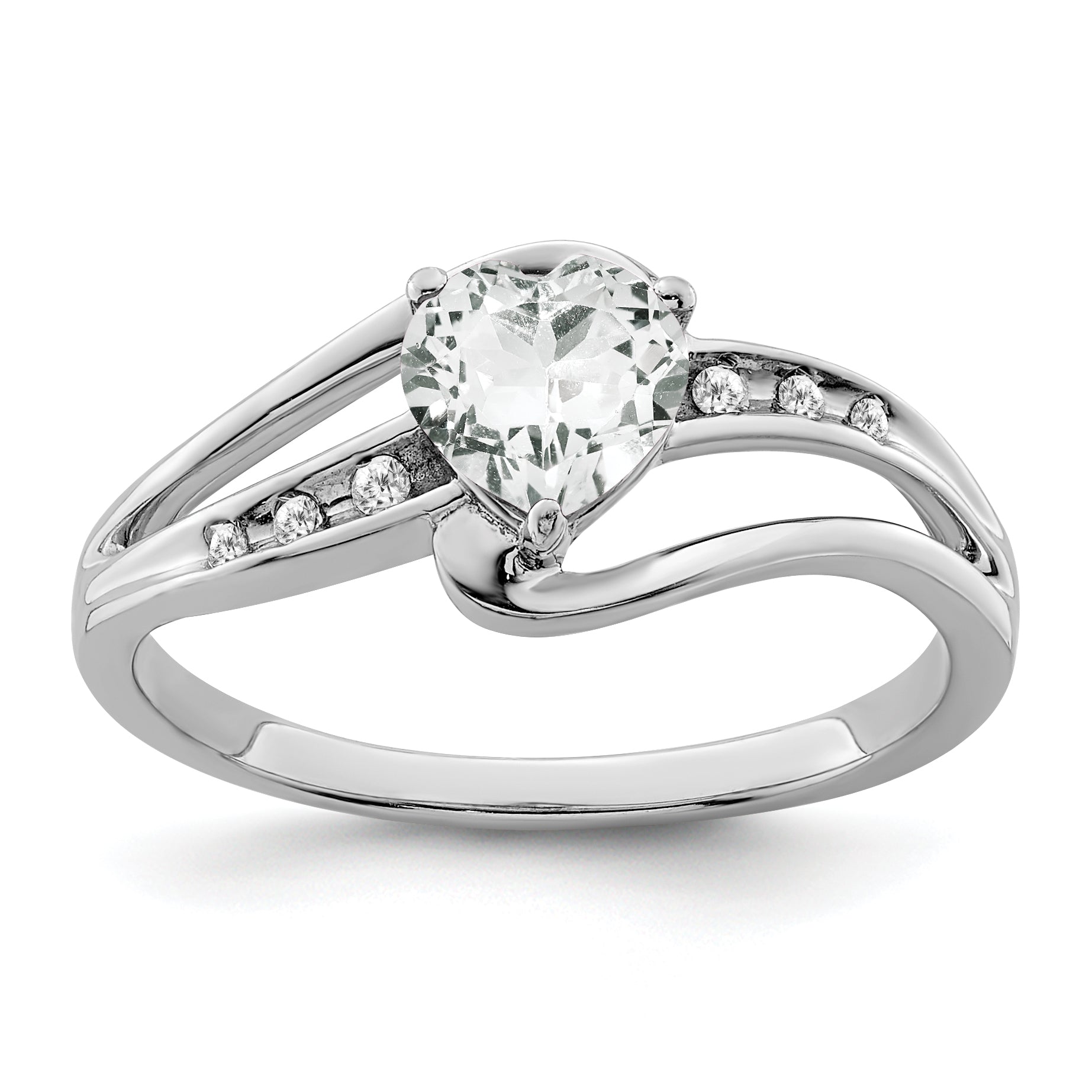 Sterling Silver Rhodium-plated White Topaz and Diamond Ring Main image