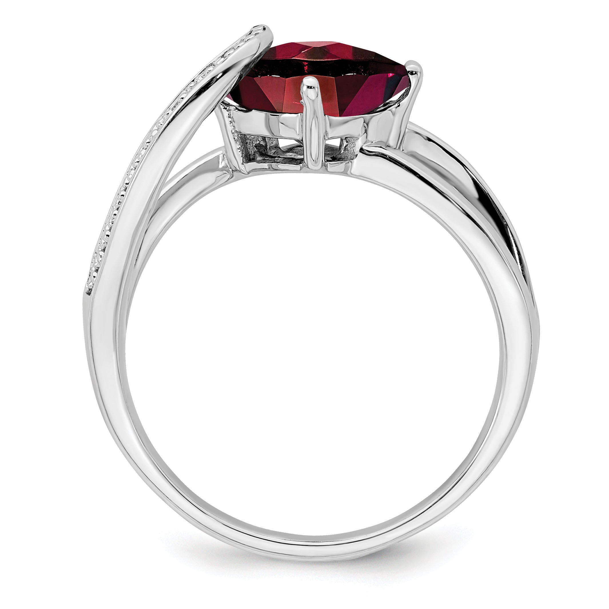 Sterling Silver Rhodium-plated Amethyst and Diamond Ring Secondary image