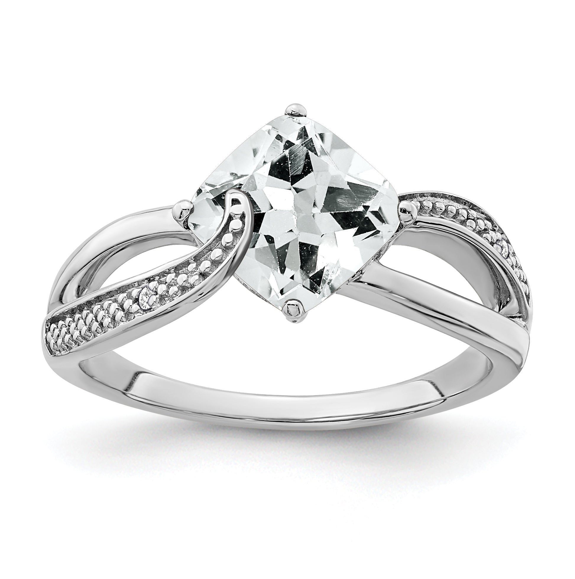 Sterling Silver Rhodium-plated White Topaz and Diamond Ring Main image