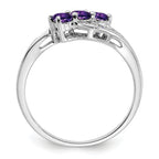 Sterling Silver Rhodium-plated Amethyst and Diamond Ring