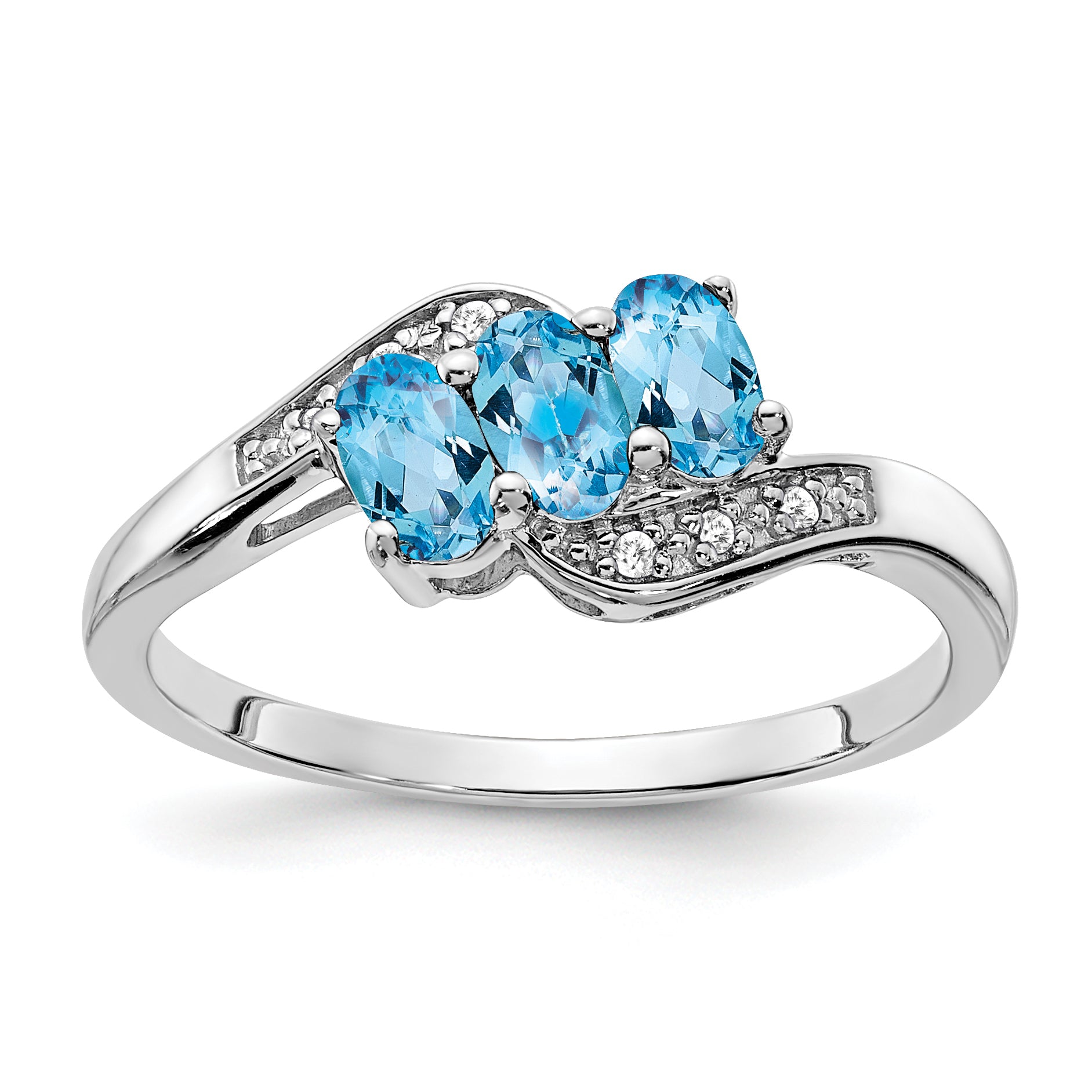 Sterling Silver Rhodium-plated Blue Topaz and Diamond Ring Main image