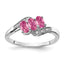 Sterling Silver Rhodium-plated Created Pink Sapphire and Diamond Ring