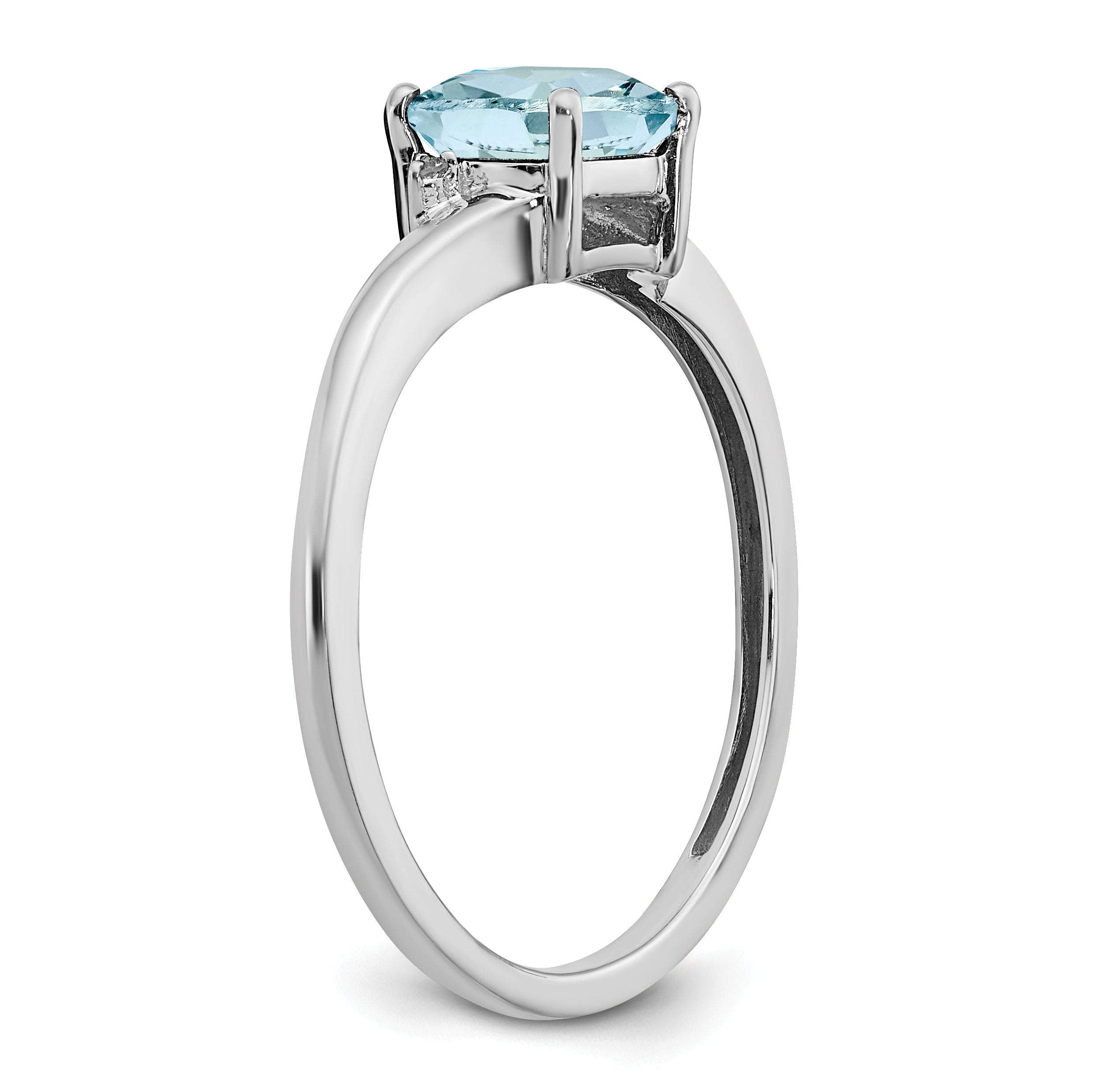 Sterling Silver Rhodium-plated Aquamarine and Diamond Ring Secondary image