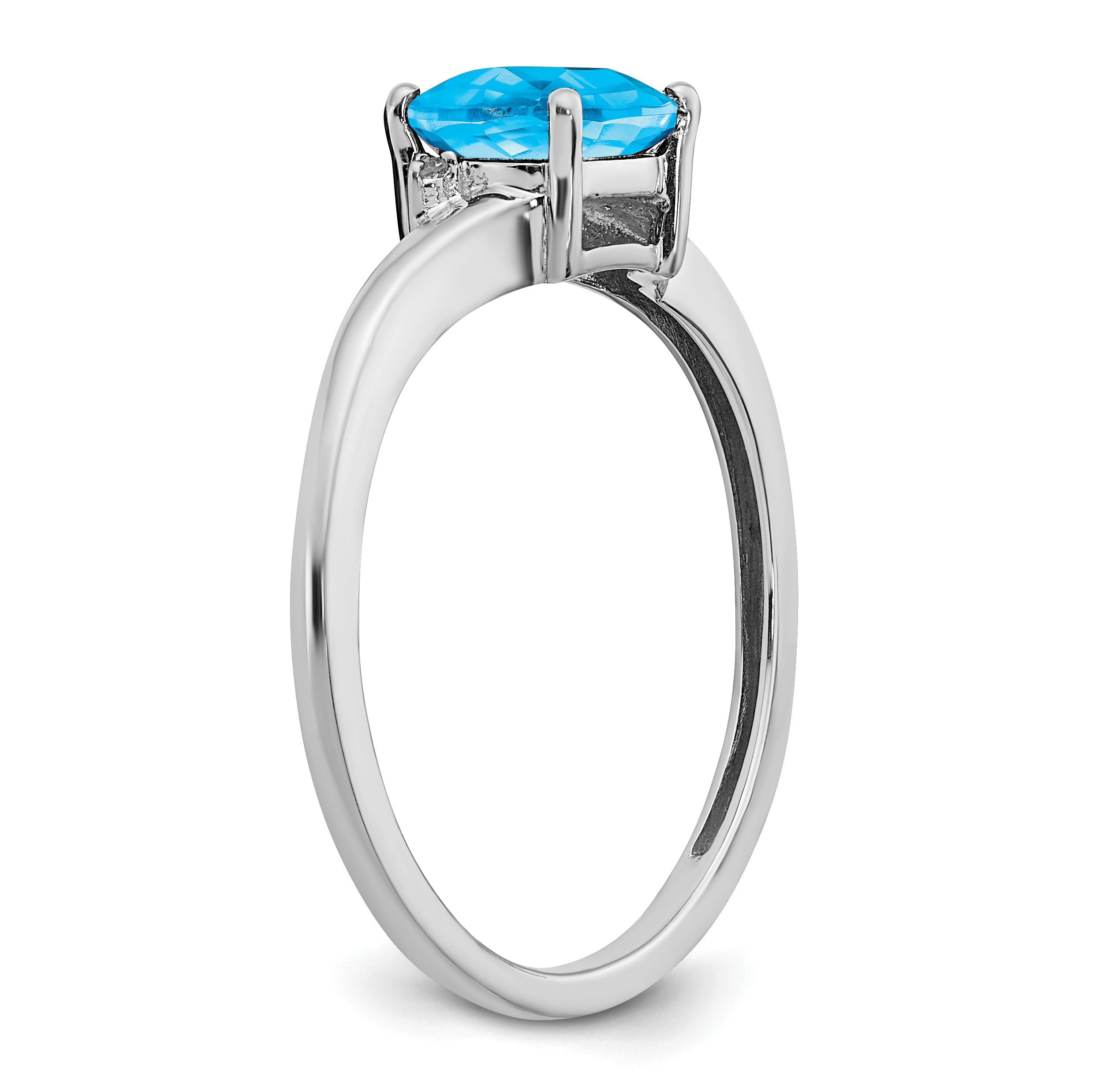 Sterling Silver Rhodium-plated Blue Topaz and Diamond Ring Secondary image