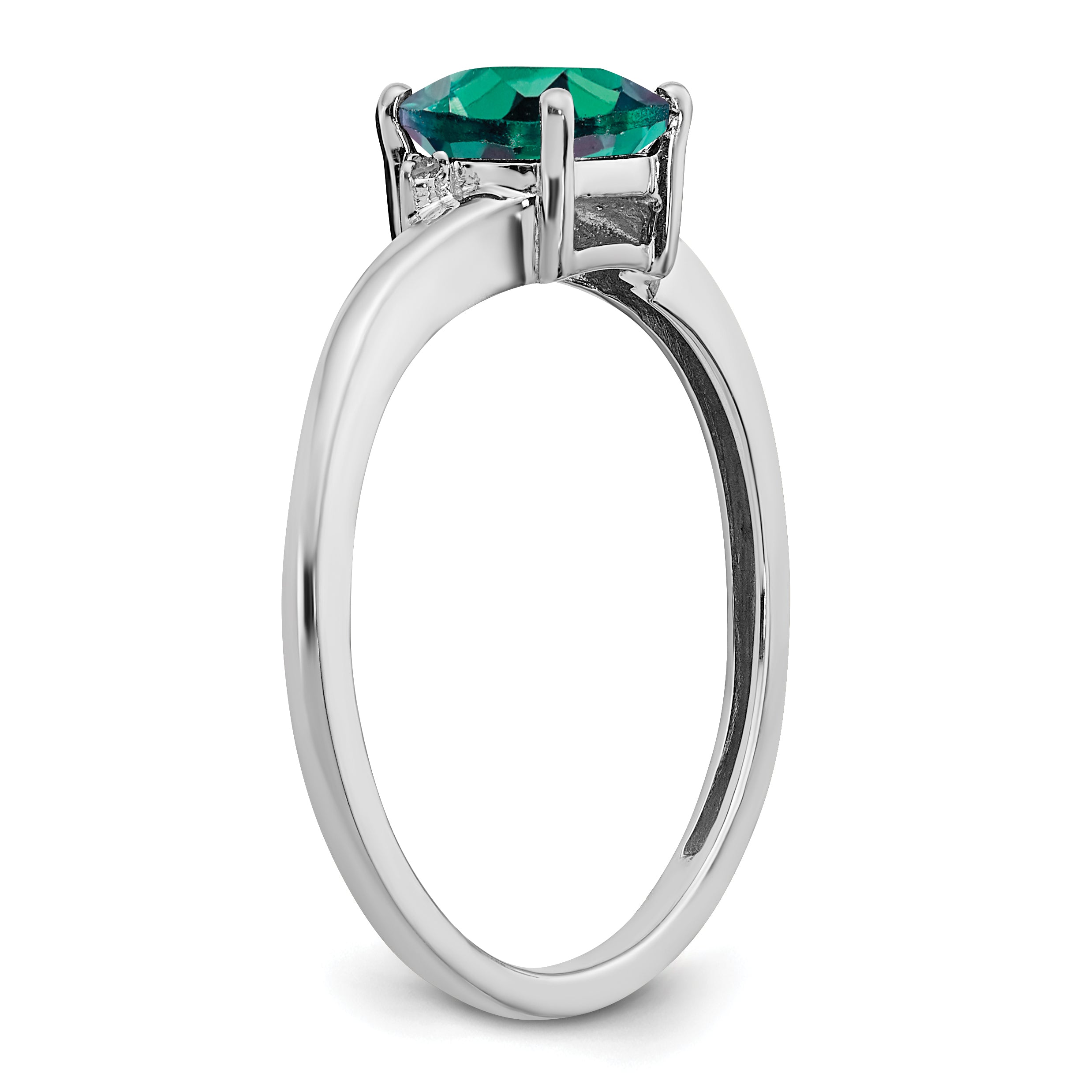 Sterling Silver Rhodium-plated Created Alexandrite and Diamond Ring Secondary image