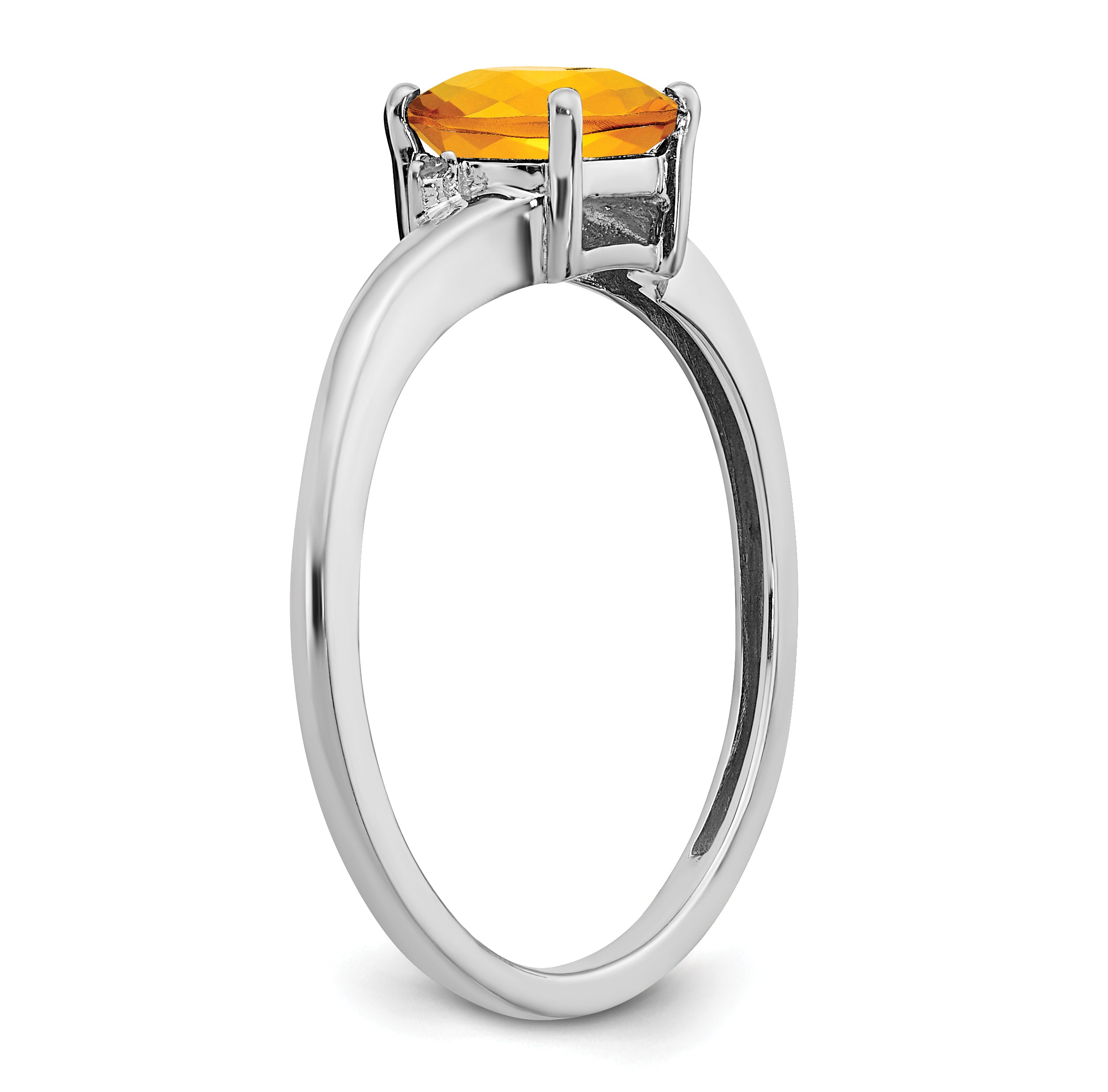 Sterling Silver Rhodium-plated Citrine and Diamond Ring Secondary image