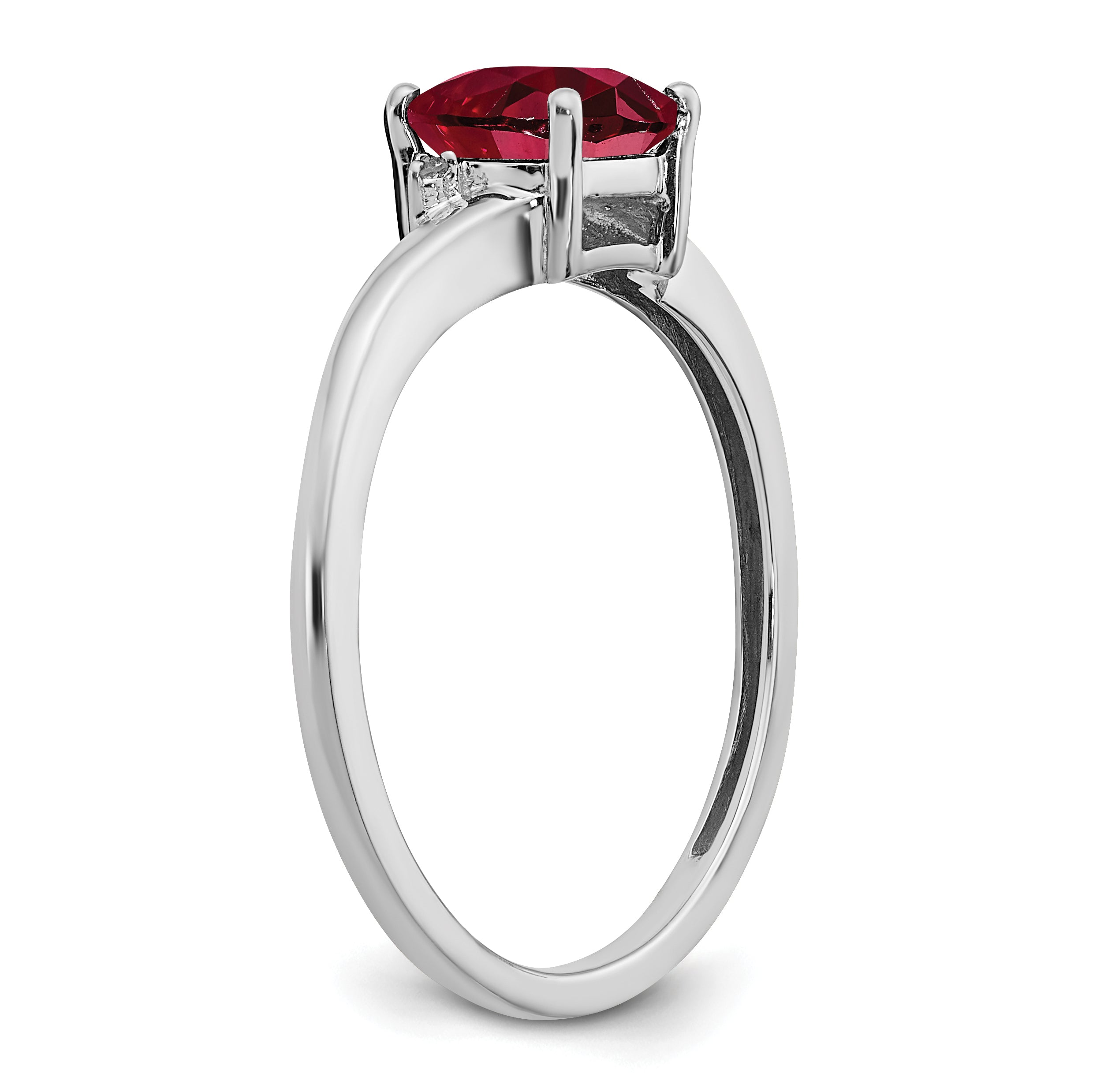 Sterling Silver Rhodium-plated Created Ruby and Diamond Ring Secondary image