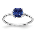 Sterling Silver Rhodium-plated Created Sapphire and Diamond Ring