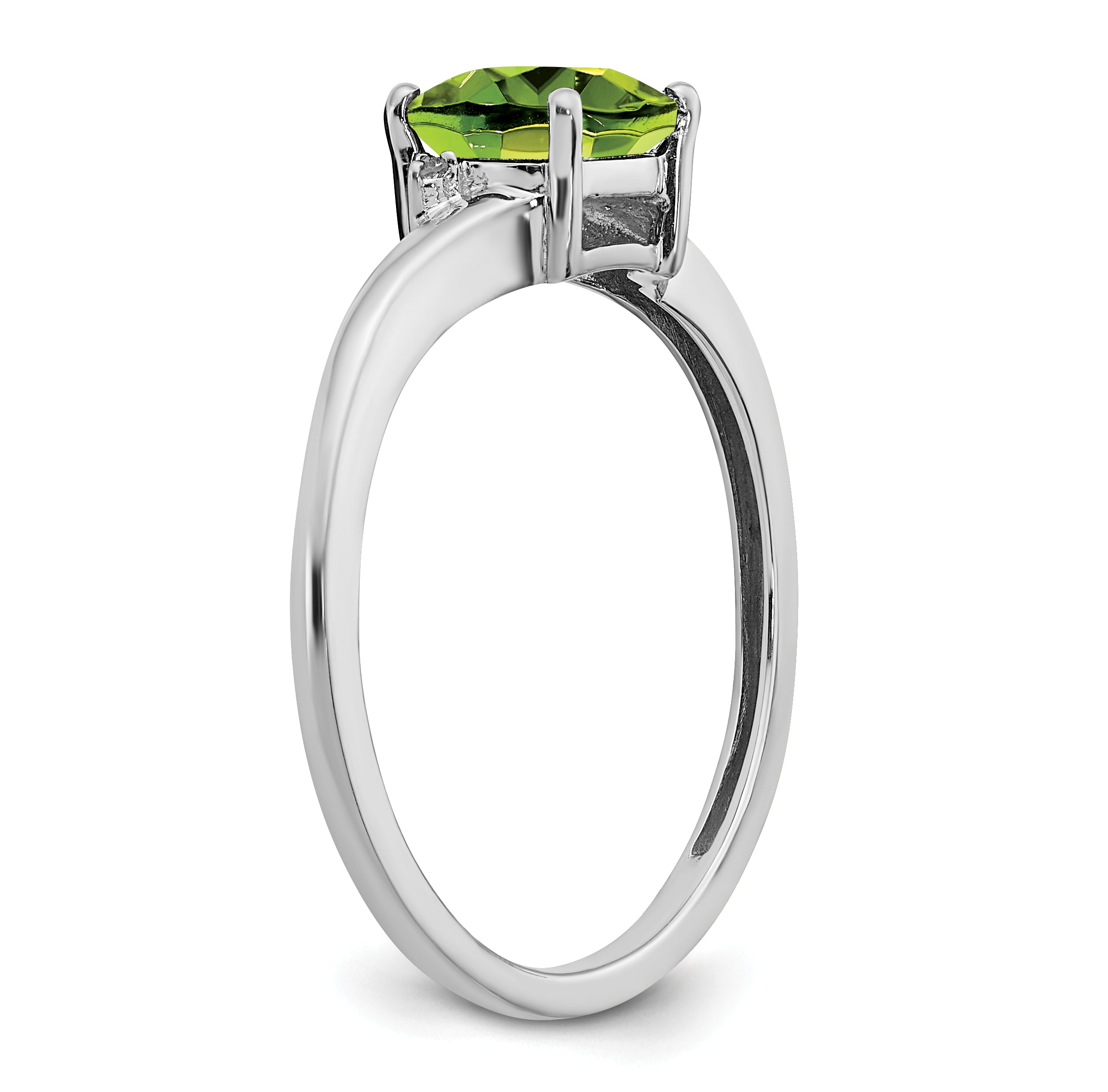 Sterling Silver Rhodium-plated Peridot and Diamond Ring Secondary image
