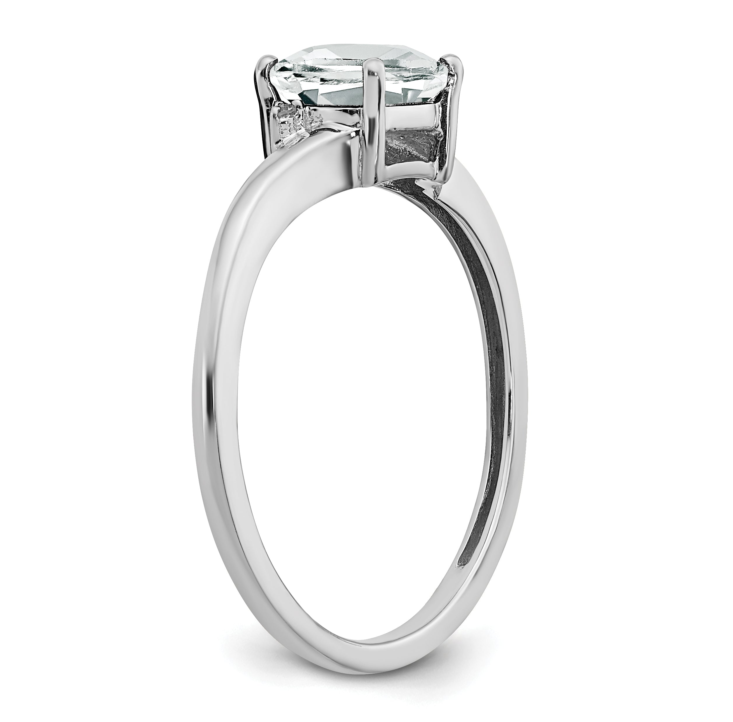 Sterling Silver Rhodium-plated White Topaz and Diamond Ring Secondary image