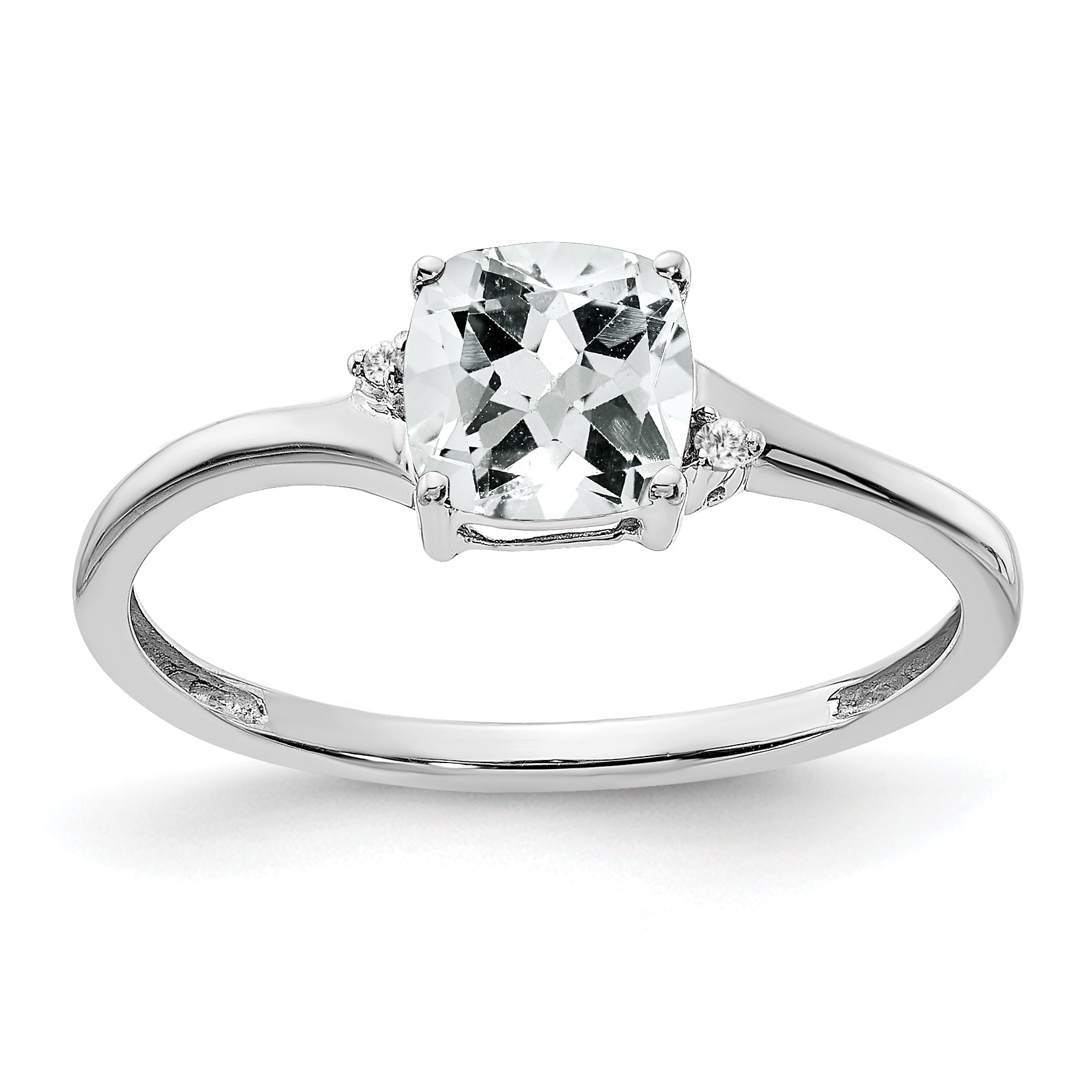 Sterling Silver Rhodium-plated White Topaz and Diamond Ring Main image