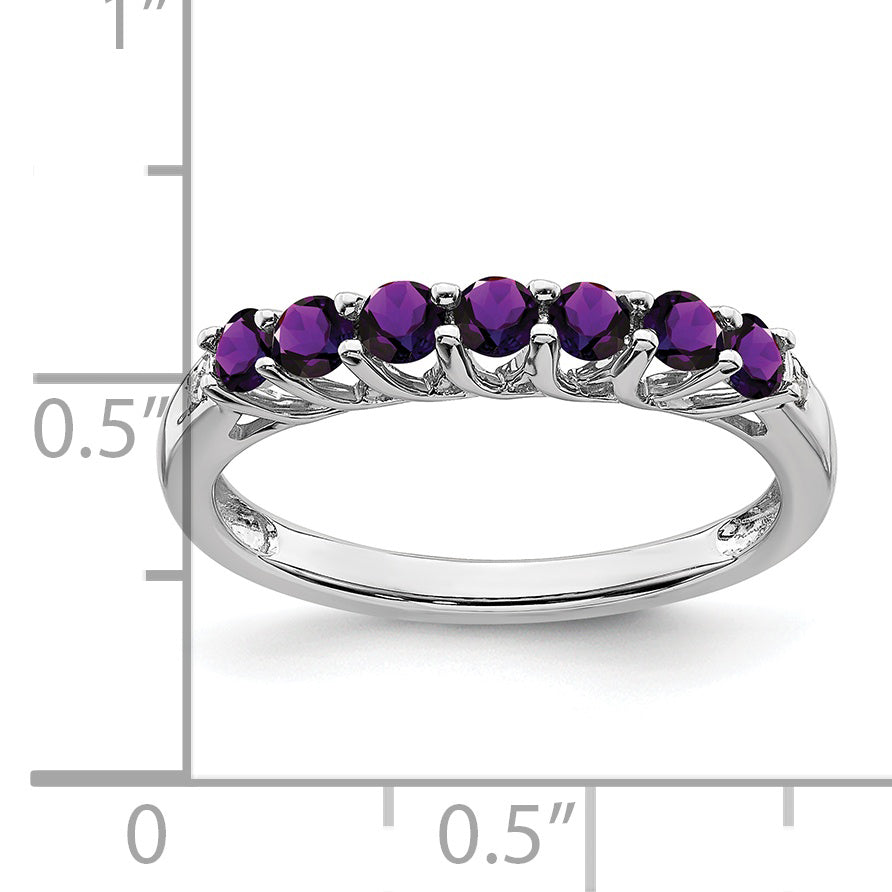 10k White Gold Amethyst and Diamond 7-stone Ring Secondary image