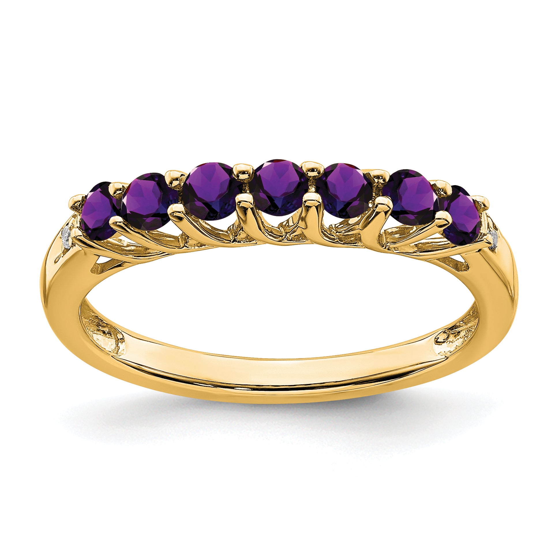 10k Amethyst and Diamond 7-stone Ring Main image