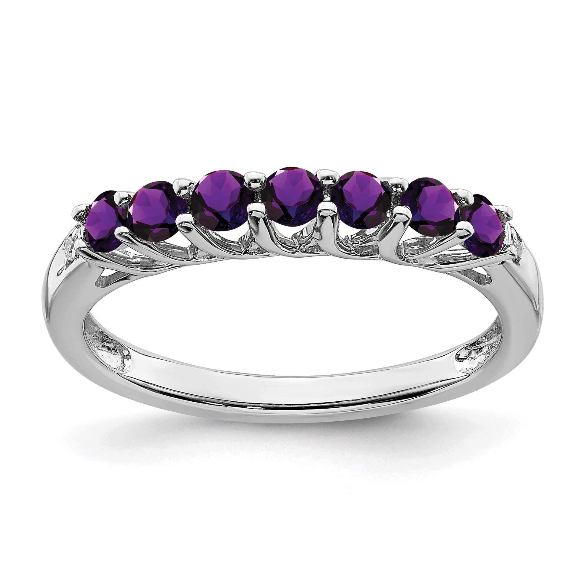 Sterling Silver Rhodium-plated Amethyst and Diamond Ring Main image