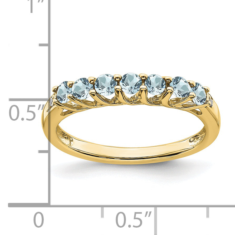 10k Aquamarine and Diamond 7-stone Ring Secondary image