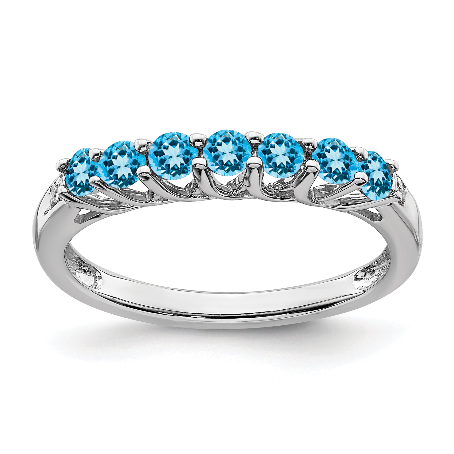 Sterling Silver Rhodium-plated Blue Topaz and Diamond Ring Main image