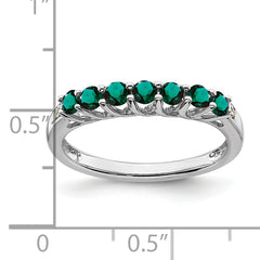 10k White Gold Created Alexandrite and Diamond 7-stone Ring