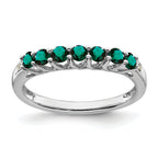 10k White Gold Created Alexandrite and Diamond 7-stone Ring
