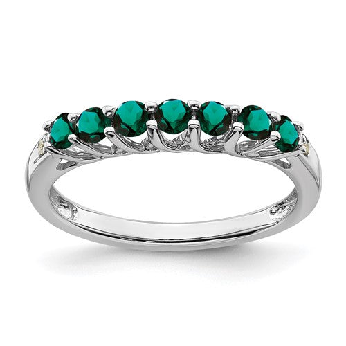 Lab-Created Alexandrite & Diamond Ring in Sterling Silver (0.012 ct. tw.), Size 6 - Sophia Jewelers Main image