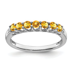10k White Gold Citrine and Diamond 7-stone Ring