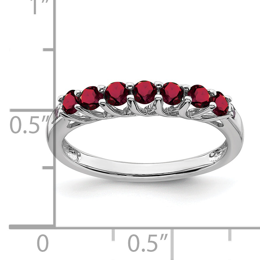 10k White Gold Created Ruby and Diamond 7-stone Ring Secondary image