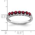 10k White Gold Created Ruby and Diamond 7-stone Ring