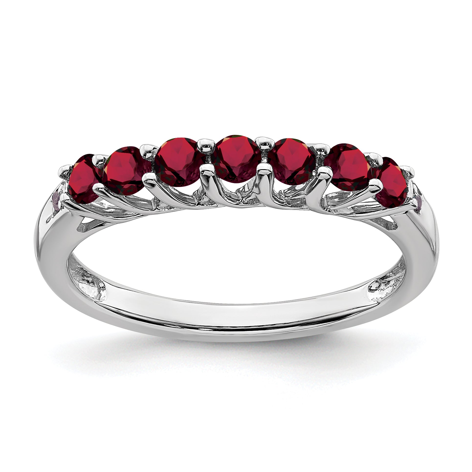 Sterling Silver Rhodium-plated Created Ruby and Diamond Ring Main image