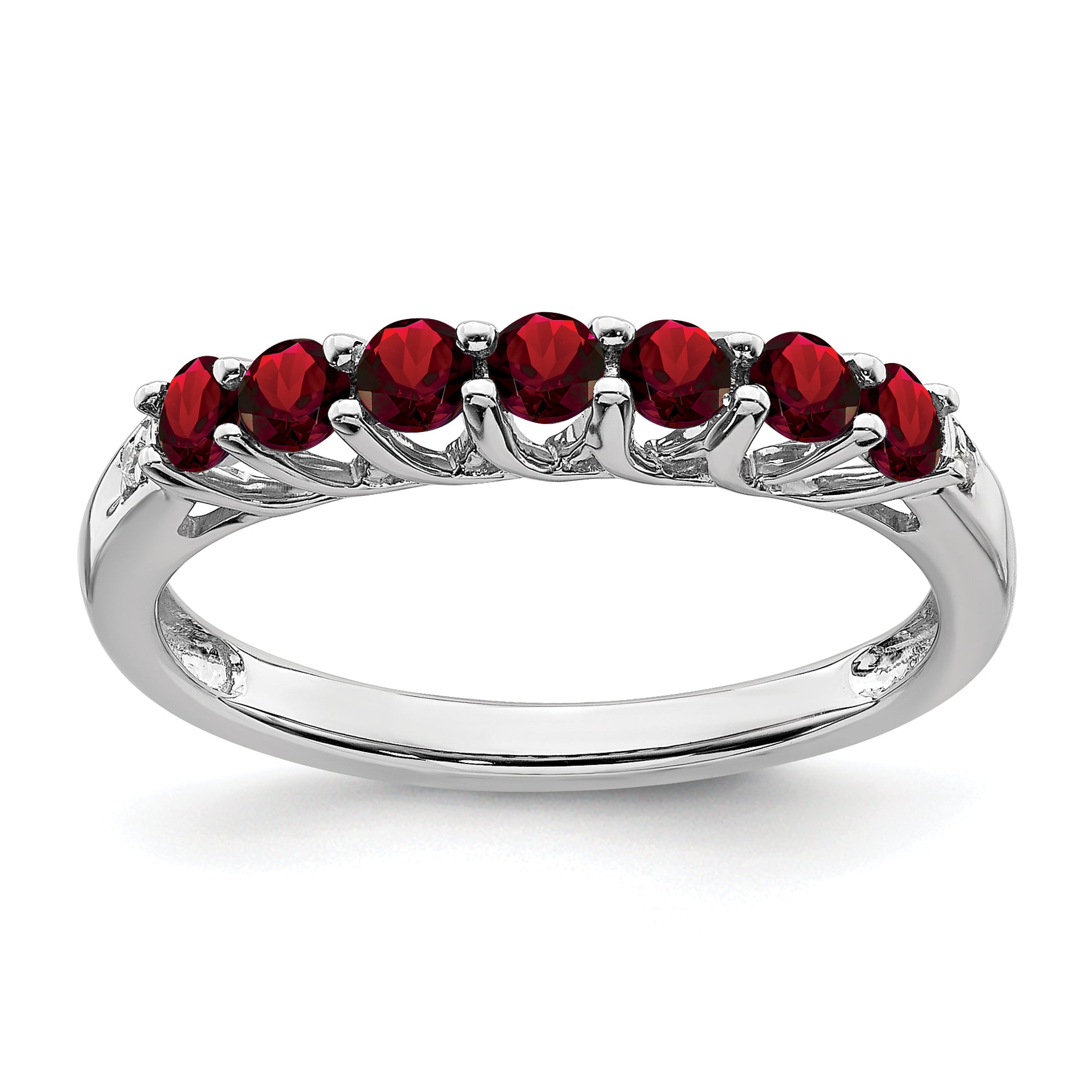 Sterling Silver Rhodium-plated Garnet and Diamond Ring Main image