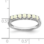 10k White Gold Created Opal and Diamond 7-stone Ring