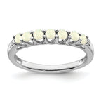 10k White Gold Created Opal and Diamond 7-stone Ring