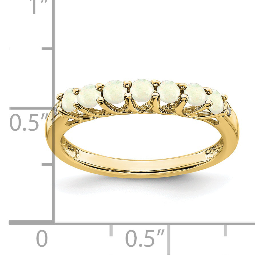 10k Created Opal and Diamond 7-stone Ring Secondary image