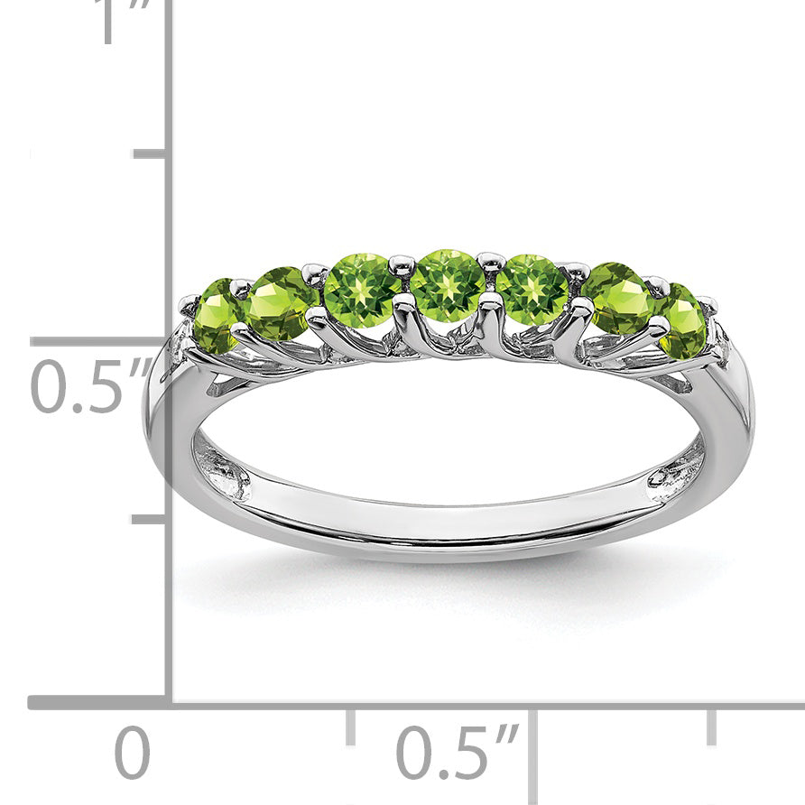 10k White Gold Peridot and Diamond 7-stone Ring Secondary image