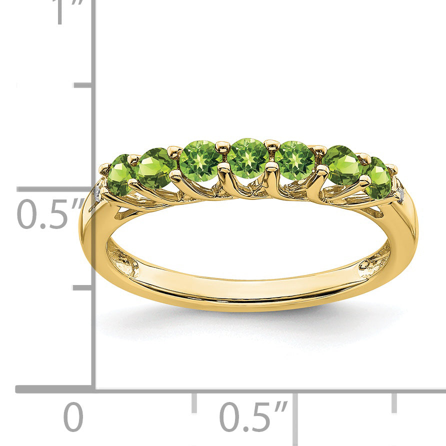 10k Peridot and Diamond 7-stone Ring Secondary image