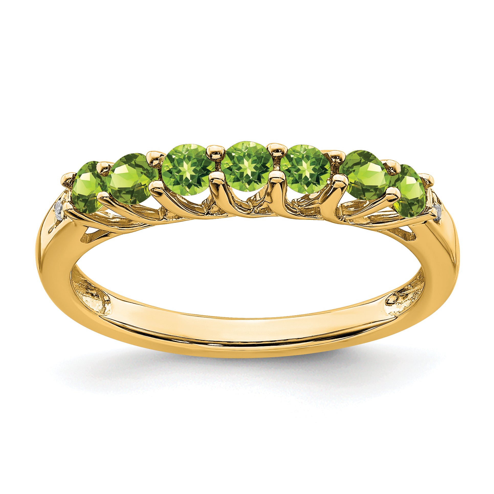 10k Peridot and Diamond 7-stone Ring Main image