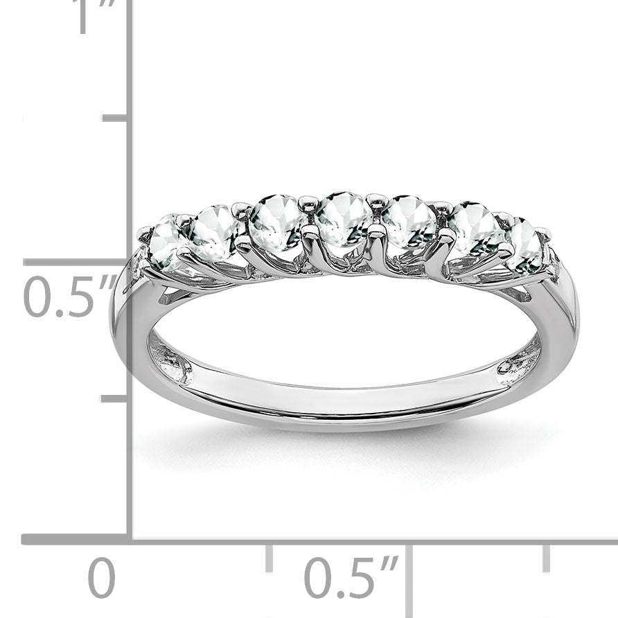 10k White Gold White Topaz and Diamond 7-stone Ring Secondary image