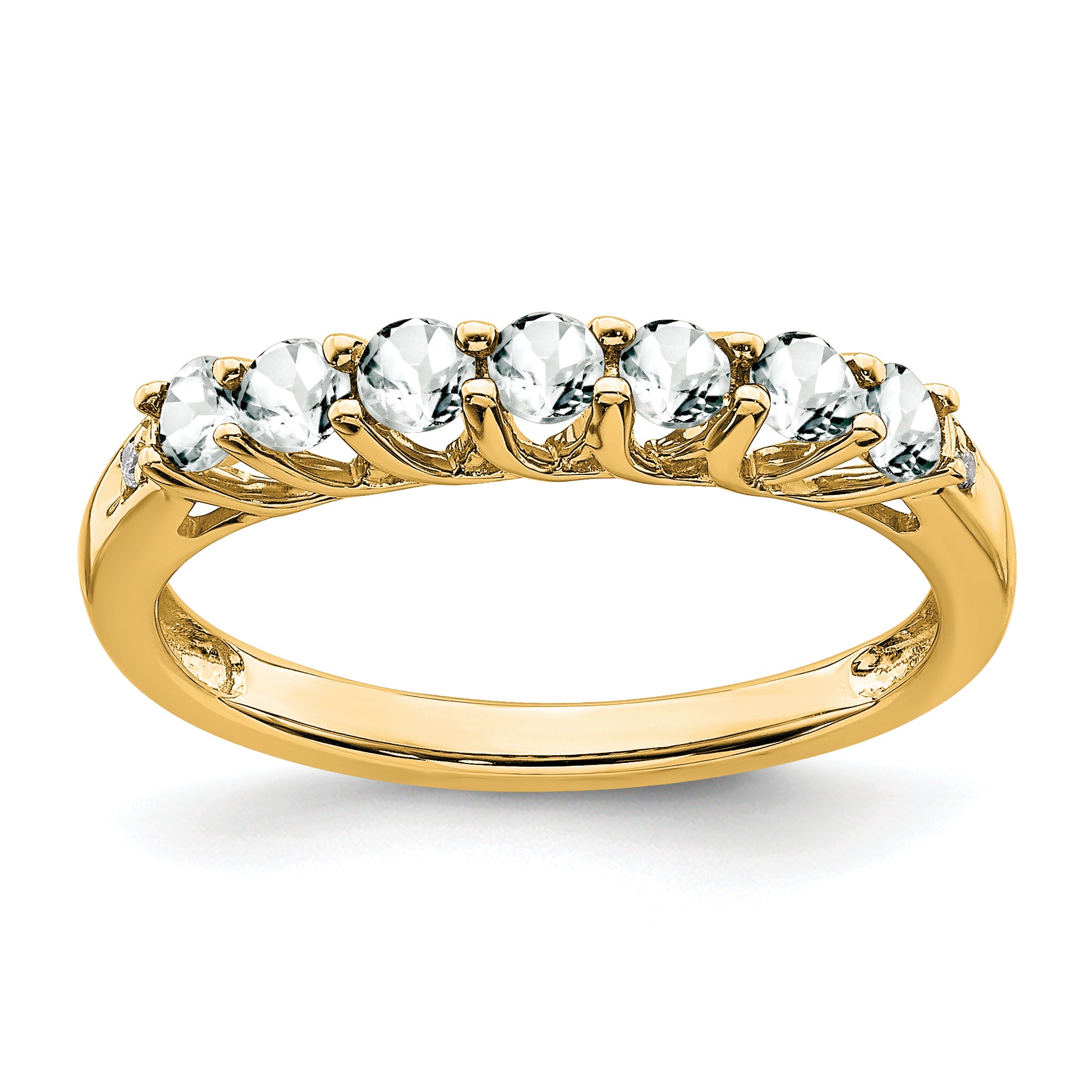 10k White Topaz and Diamond 7-stone Ring Main image