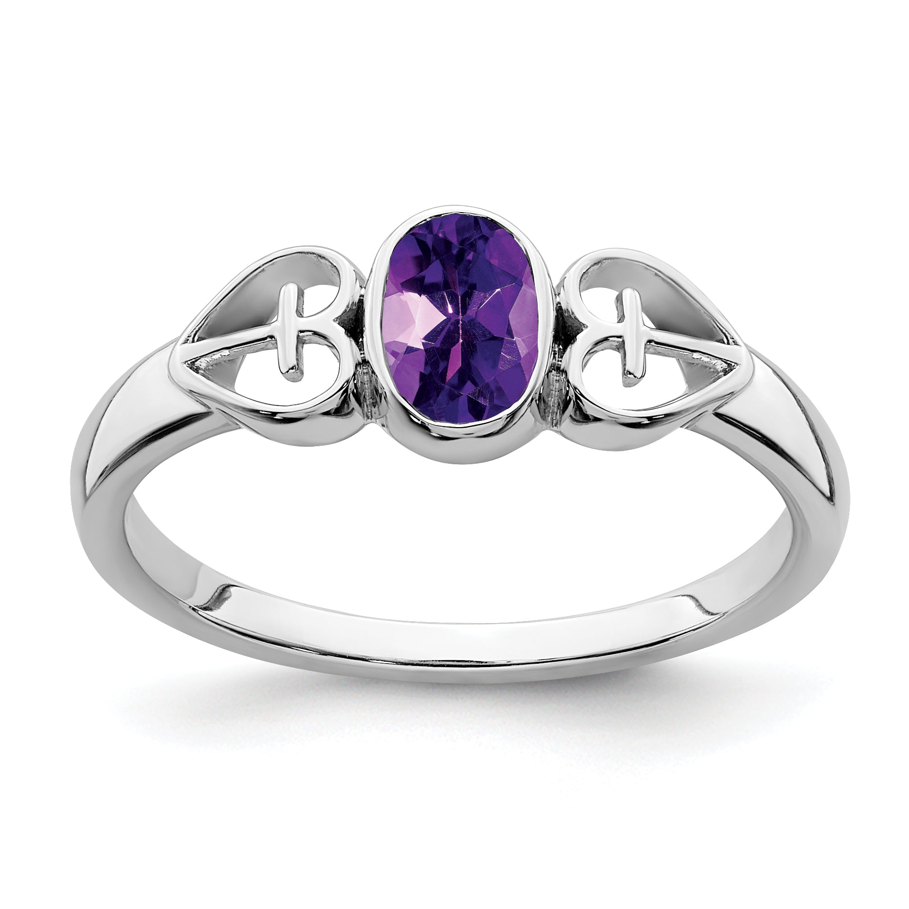 Sterling Silver Rhodium-plated Amethyst Ring Main image