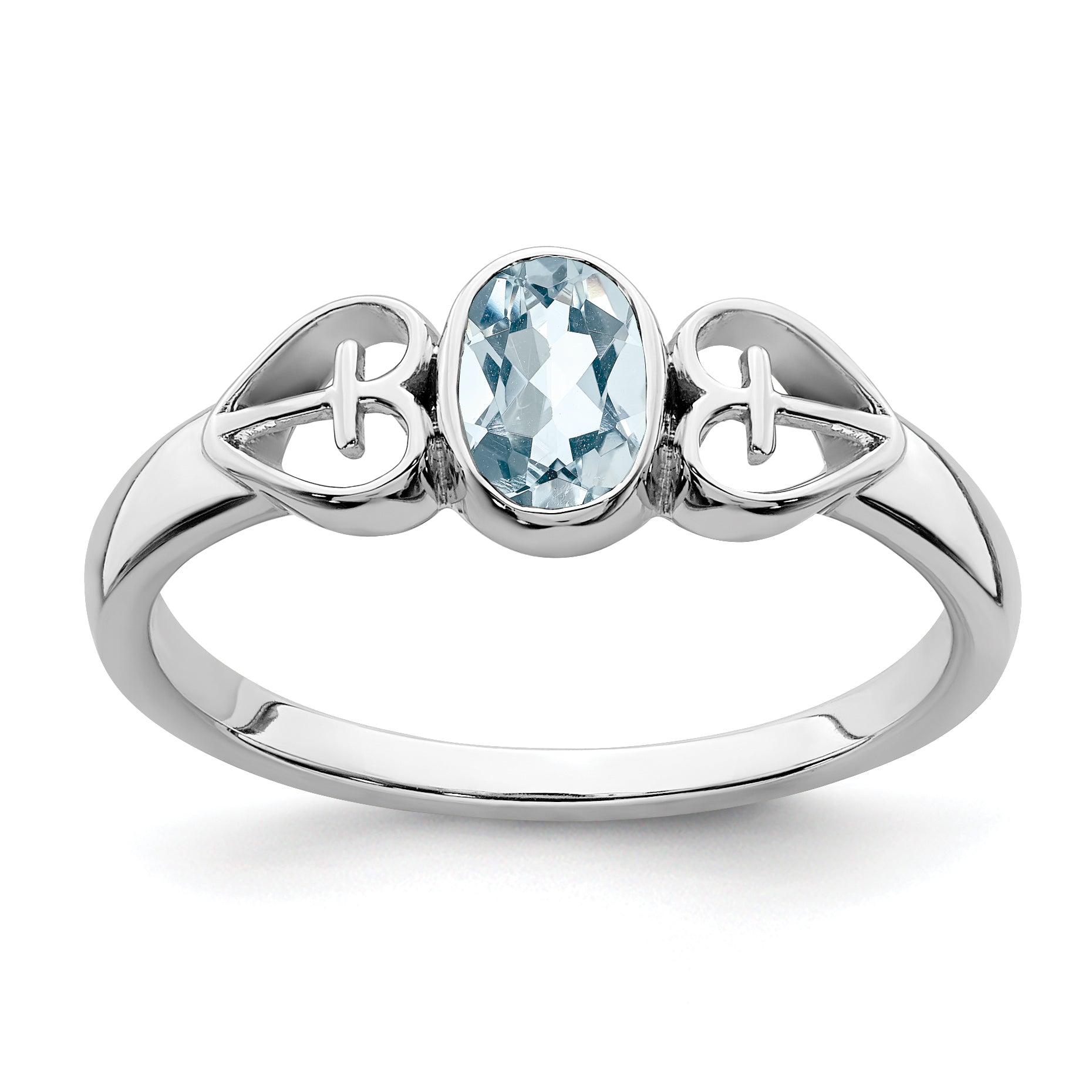 Sterling Silver Rhodium-plated Aquamarine Ring Main image
