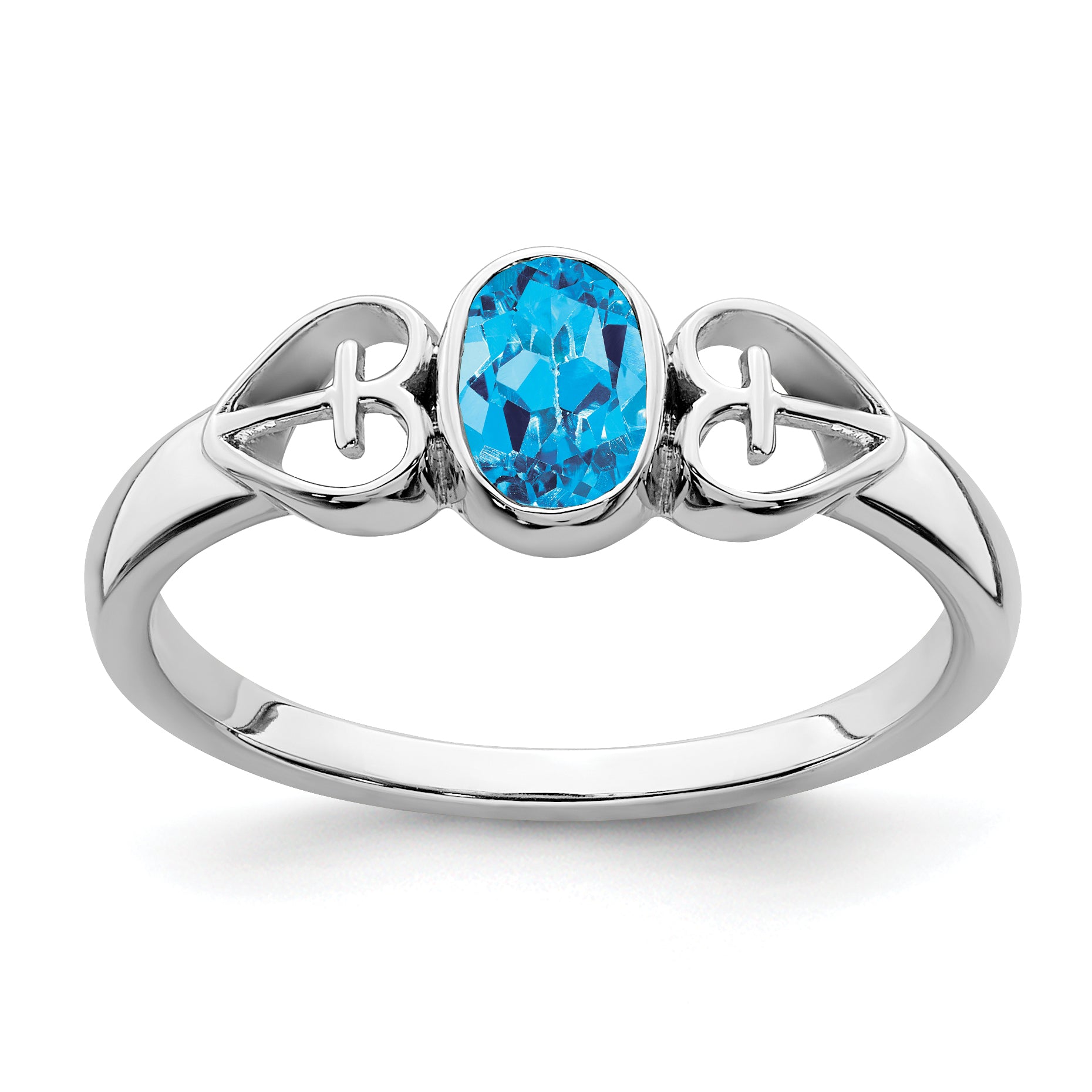 Sterling Silver Rhodium-plated Blue Topaz Ring Main image