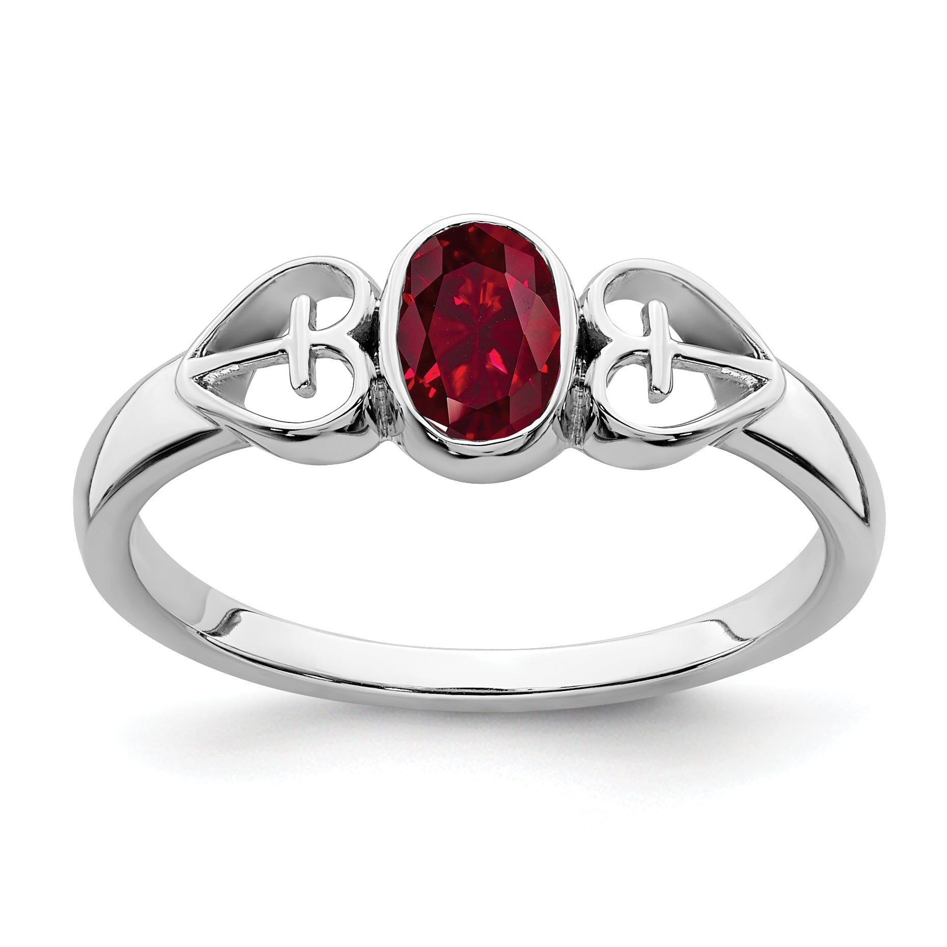 Sterling Silver Rhodium-plated Created Ruby Ring Main image