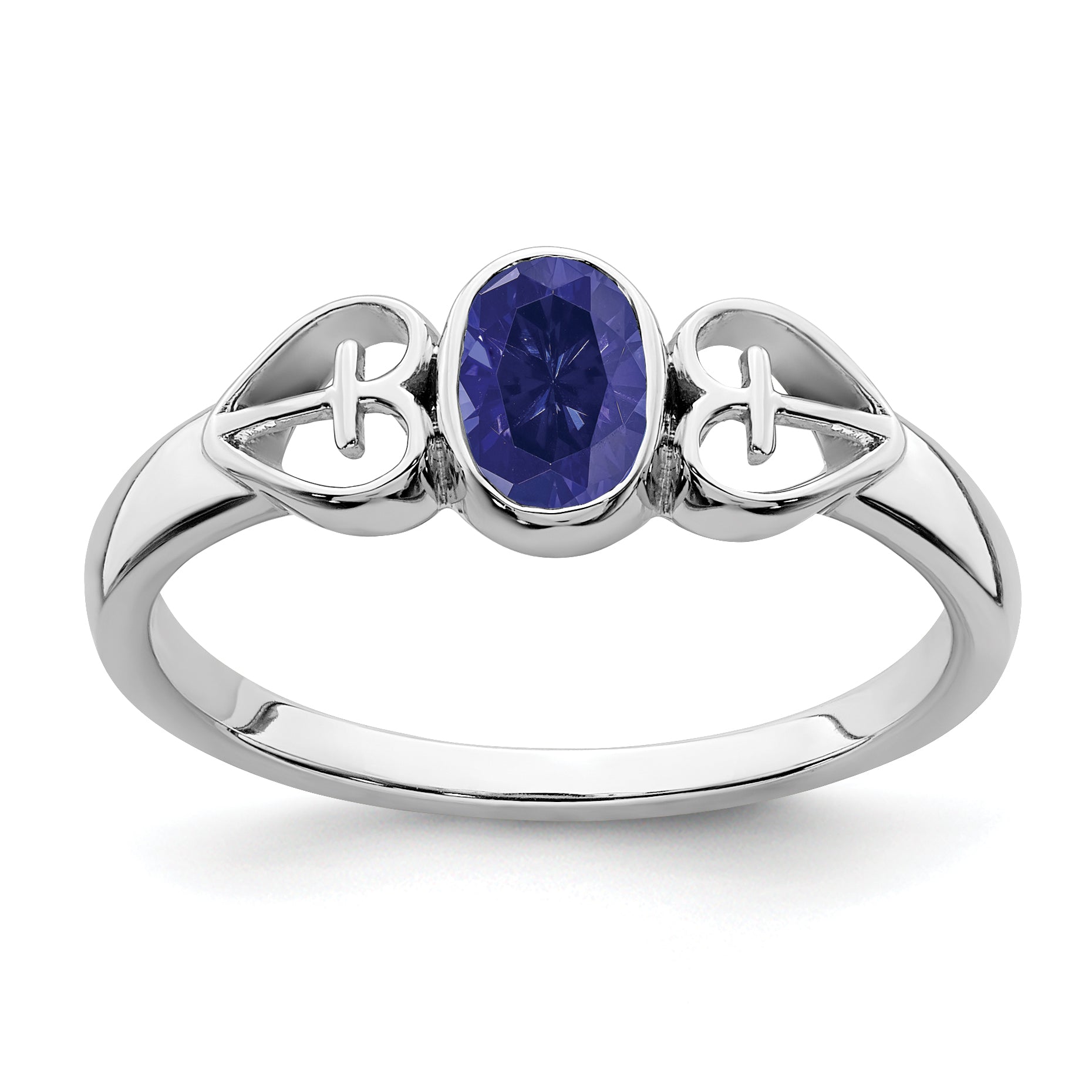 Sterling Silver Rhodium-plated Created Sapphire Ring Main image