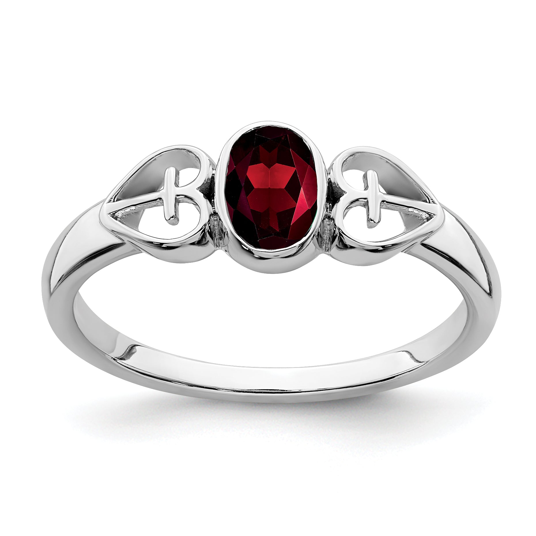 Sterling Silver Rhodium-plated Garnet Ring Main image