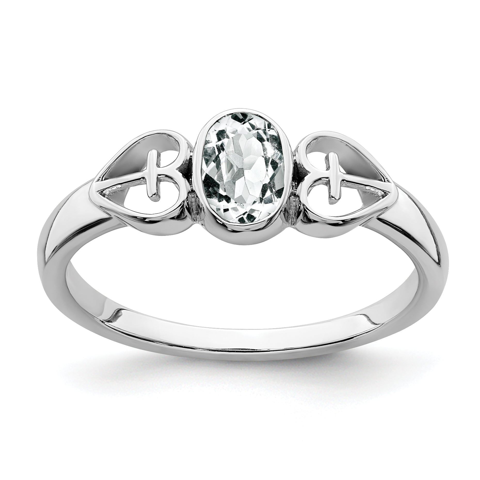 Sterling Silver Rhodium-plated White Topaz Ring Main image