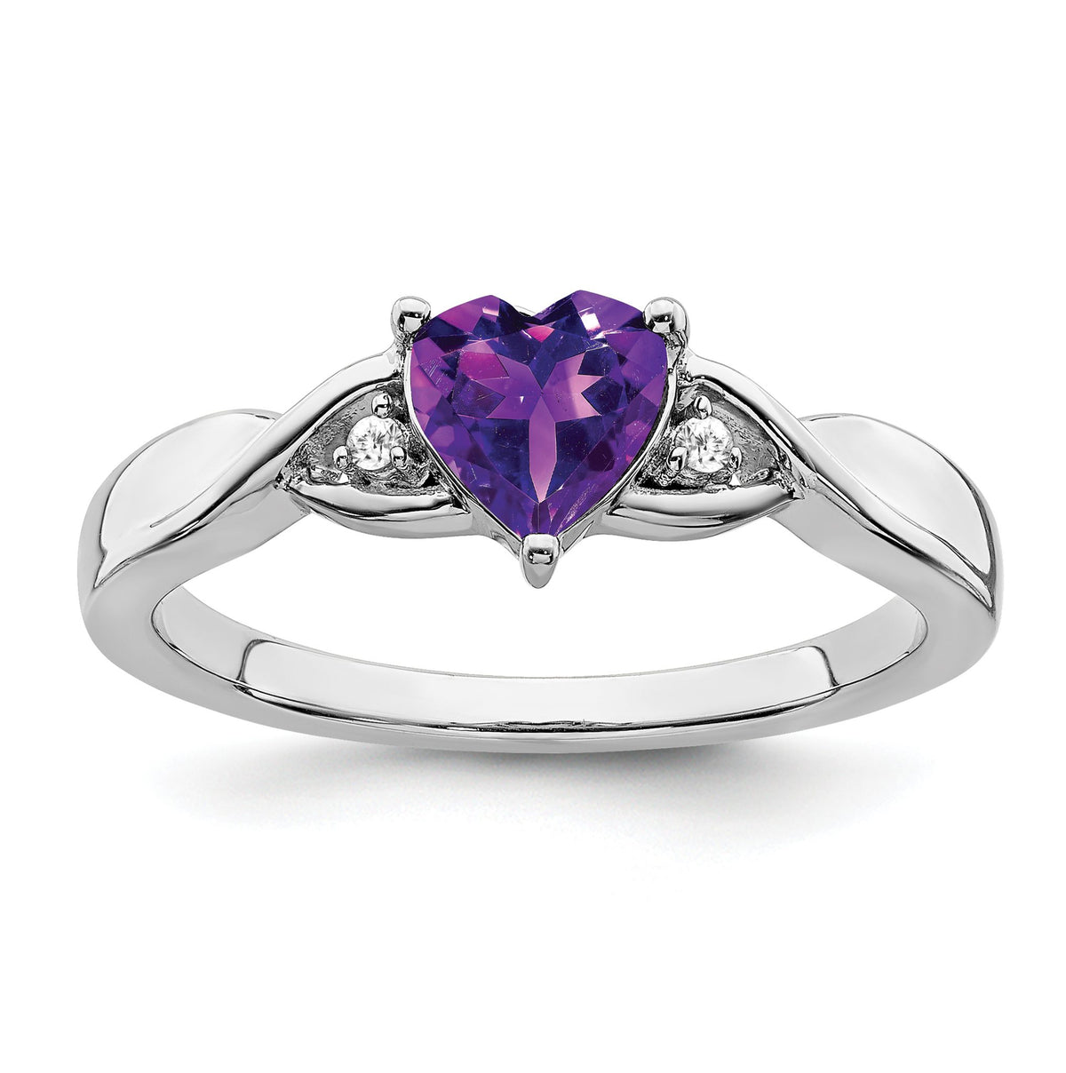 Amethyst & Diamond Ring in Sterling Silver (0.02 ct. tw.), Size 6–8 - Sophia Jewelers Main image