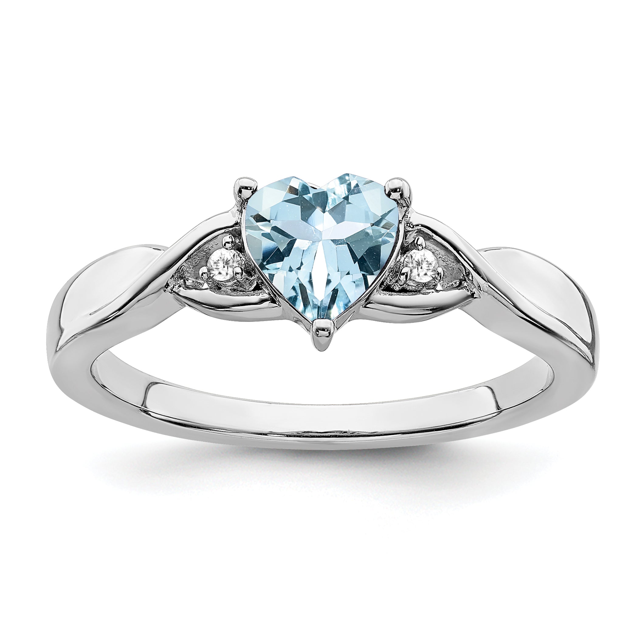 Sterling Silver Rhodium-plated Aquamarine and Diamond Ring Main image
